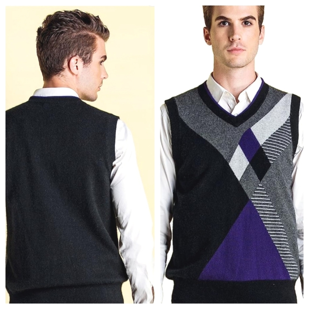 Zhili Men's Pure Cashmere Sweater Sleeveless Vest Plain size small